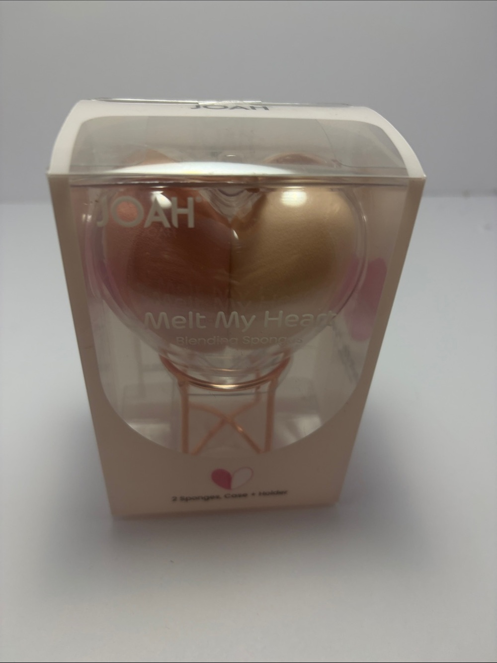 J.O.A. Heart-Shaped Blending Sponge Duo in Pink & Gold
